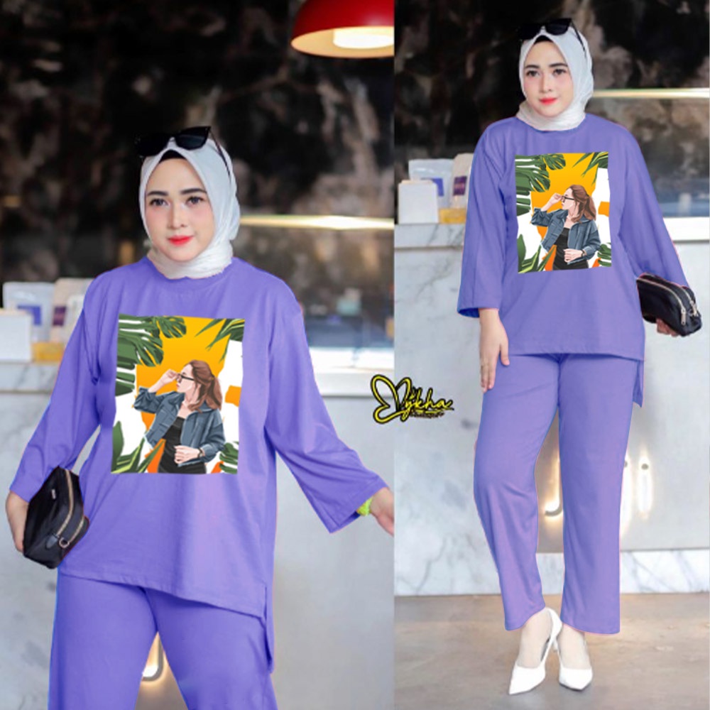SETELAN TUNIK WANITA HIJAB COLABORATION BAHAN BABYTERY