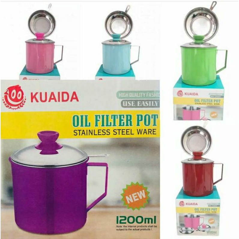 Oil Pot Warna Wadah Penampung/Penyaring Minyak 1.2 Liter