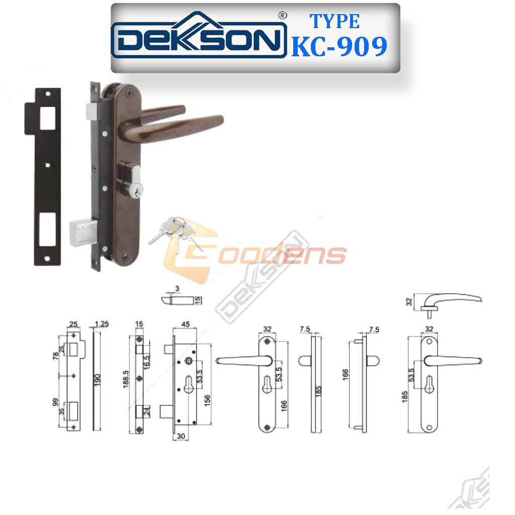 Dekson KC-DKS-909 Kunci Expanda Kunci Pintu Kawat Nyamuk Kunci Pintu Aluminium