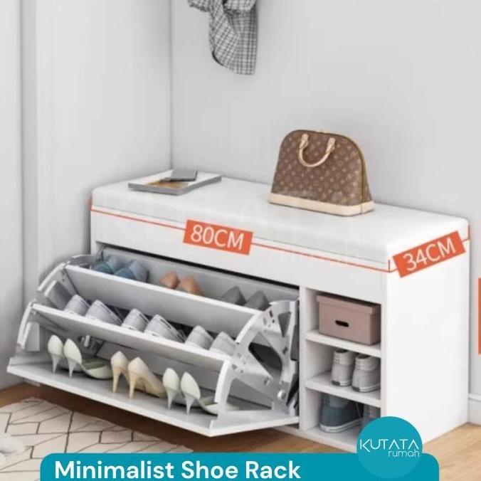 Rak Sepatu Dengan Sofa/ Rak Sepatu Minunalis Multifungsi Storwejixaa