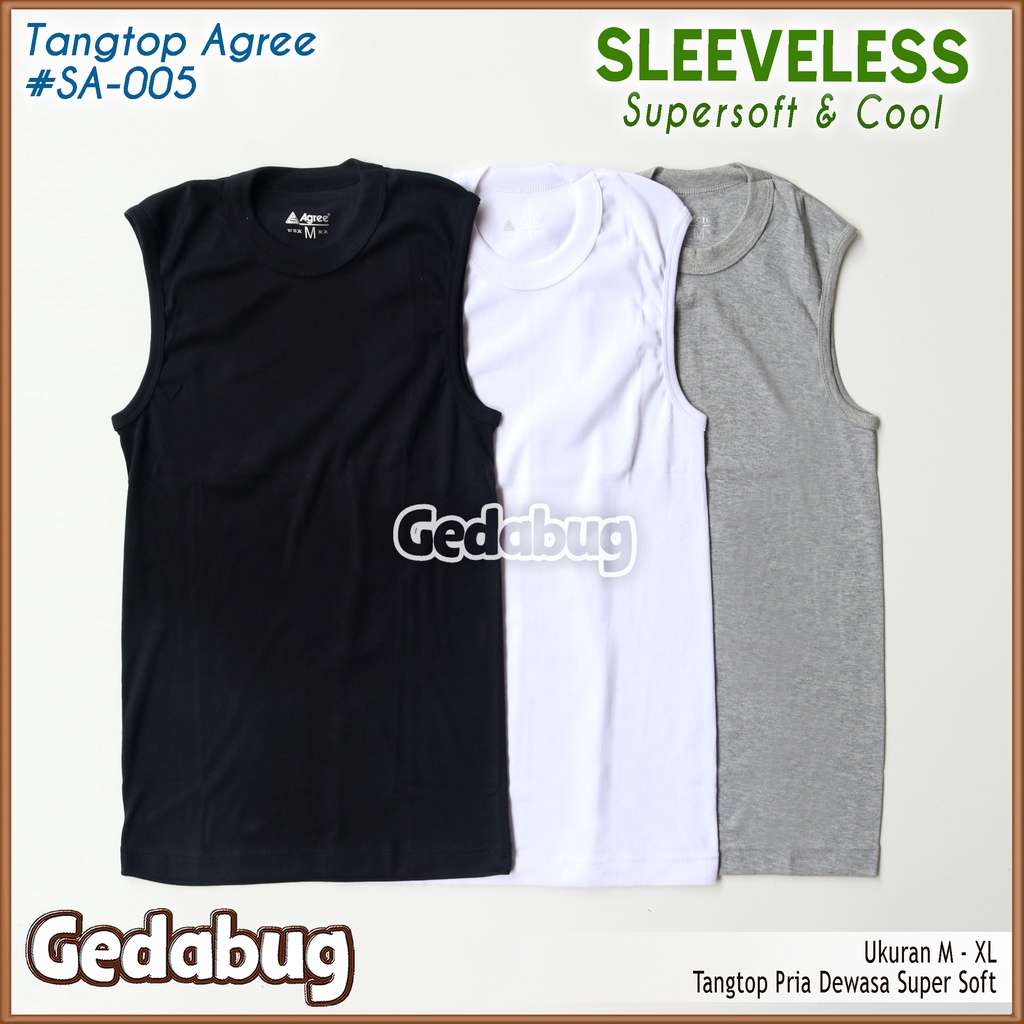 Tangtop Pria AGREE SA-005 | Kaos Dalem pria dewasa Polos Cotton Supersoft | Gedabug