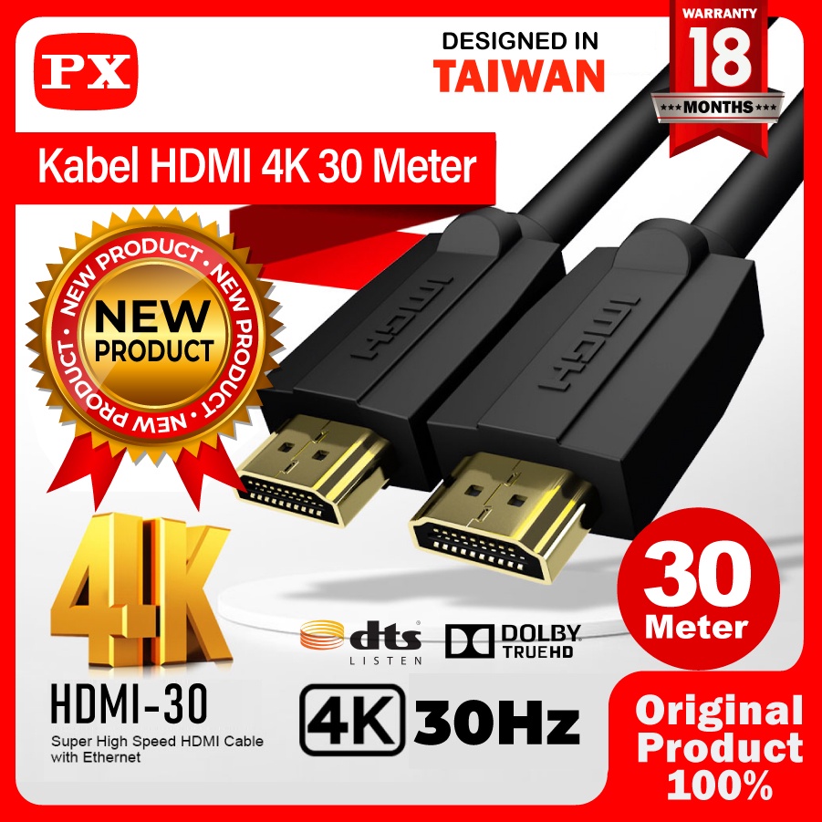 Kabel HDMI 4K Ultra HD HDR ARC High Speed Quality 30 Meter PX HDMI-30