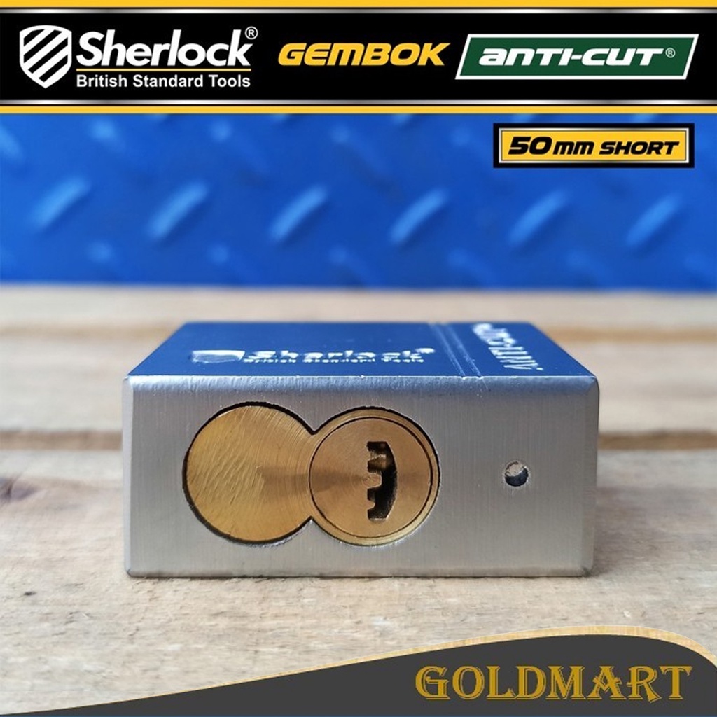 Gembok Original Sherlock Tools Anti Cut 50 mm Pendek Anti Maling