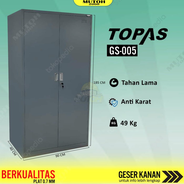 

Lemari Arsip Lemari Besi Filling Cabinet 2 Pintu Swing Topas Gs-005 Star Seller