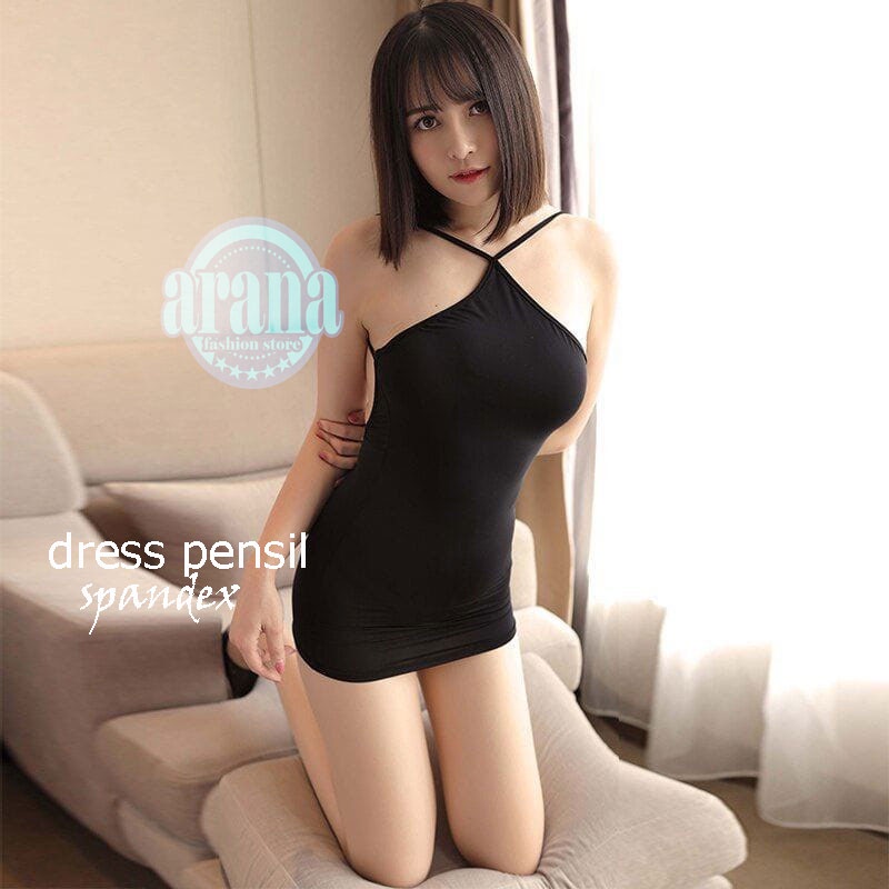 arana dress bodycon tali punggung terbuka baju dress pensil slim wanita korea gaun ketat seksi dress