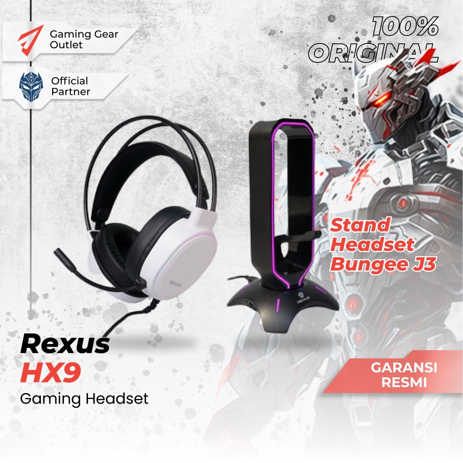 [100% ORI] PROMO Bundling Rexus Headset Gaming HX9 + Stand Headset Bungee J3