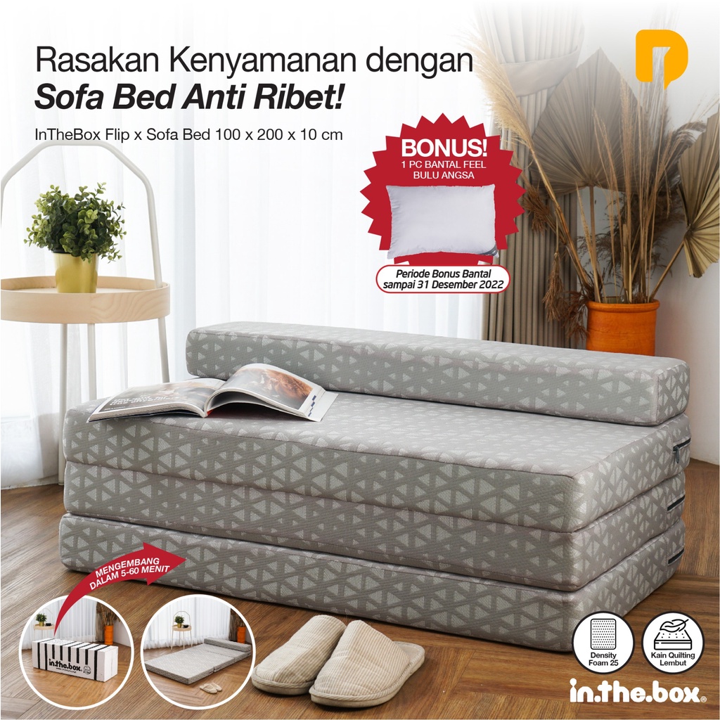 InTheBox Flip x Sofa Bed 100 x 200 x 10 cm | Kasur Lipat | Kasur Sofa