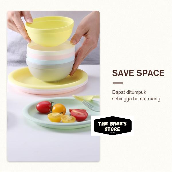 Samono Piring Set Isi 6 Pcs Plastik Microwave Plastik BPA Free Reusable Warna Warni High Quality STW02D