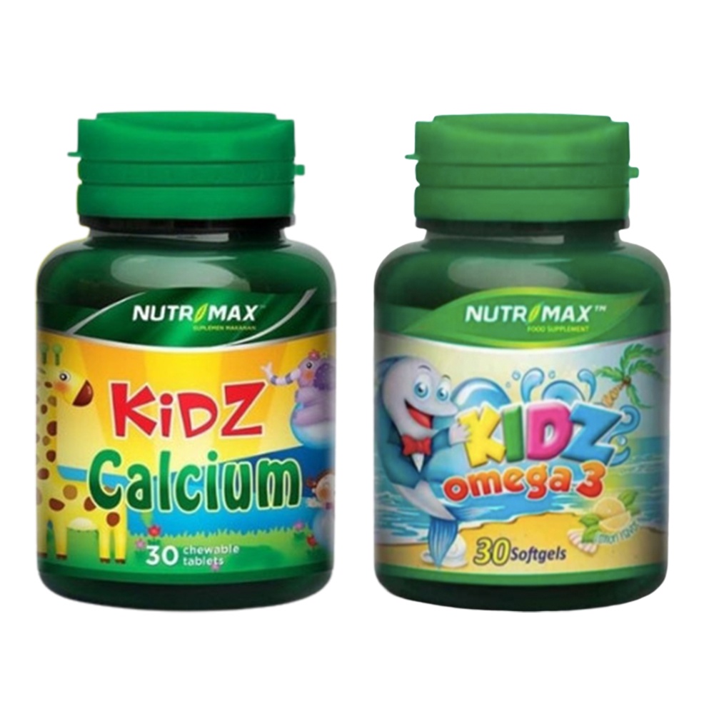 [PAKET BUNDLING] NUTRIMAX KIDZ CALCIUM 30 TABLET + NUTRIMAX KIDZ OMEGA 30 KAPSUL VITAMIN ANAK KIDS