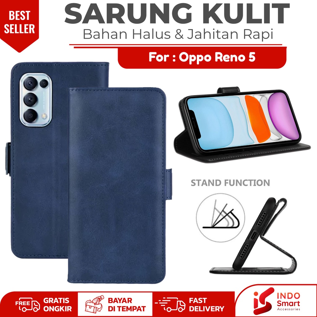 Oppo Reno 5 / Case Oppo Reno 5 Casing Hp Dompet Wallet Sarung Kulit Hp