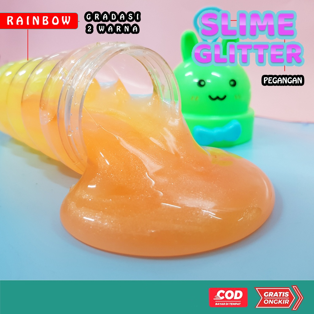 Mainan Slime Rainbow Gliter Botol Besar 12B