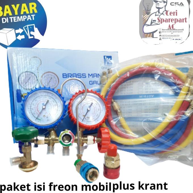 Manifold AC double One cool paket Mobil Quick couplet Qc12 dan kran