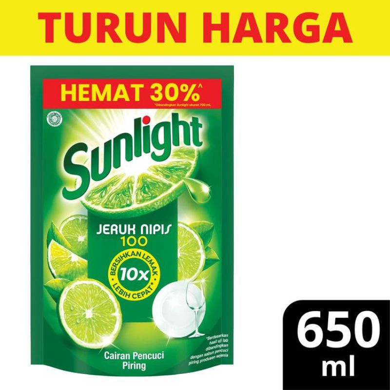 Sunlight Pencuci Piring Jeruk Nipis Refill 650mL