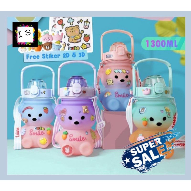 Tempat Minum Anak 1300 ML Gemoy BERUANG ORIGINAL 1 3 Liter Motivasi 1 3 Liter FREE STICKER Tidak Mud