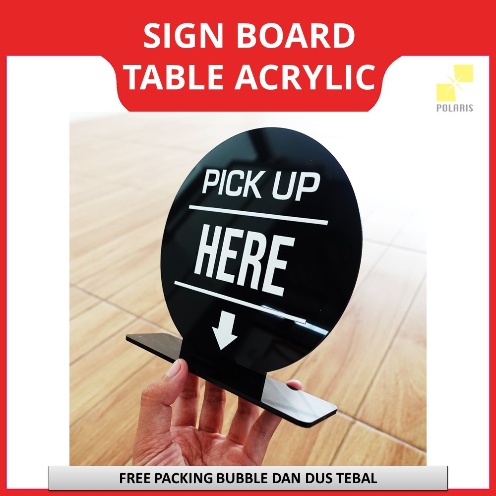 SIGN TABLE CASHIER ACRYLIC SIGN BOARD CAFE PICK UP HERE - AKRILIK PAPAN TANDA MEJA KASIR ORDER &amp; PAY HERE - SIGNAGE BOARD AKRILIK CUSTOM TULISAN