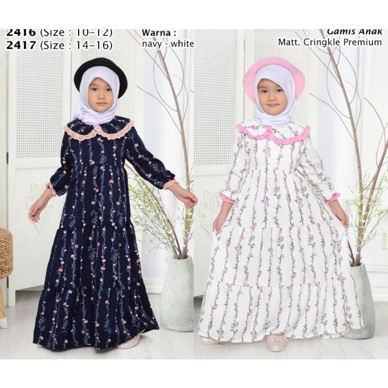 GAMIS ANAK TANGGUNG REMAJA BAHAN WOLFIS CRINKEL DAN RAYON MOTIF BUNGA SALUR LD 75-95 PANJANG 106-130