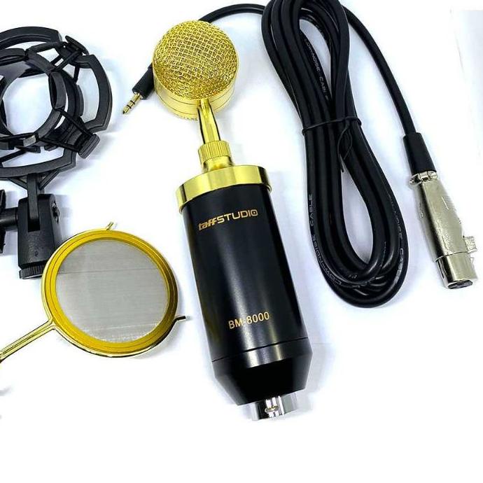 ▼ OBRAL  Mic TAFFSTUDIO BM-8000 Profesional Mikrofon Condenser + Xlr Kabel + Holder Shockproof - BM8