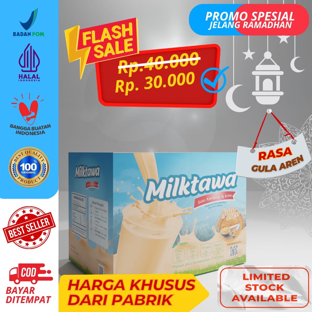 

Susu Kambing Etawa Milktawa Rasa Gula Aren Kemasan Praktek Sachet