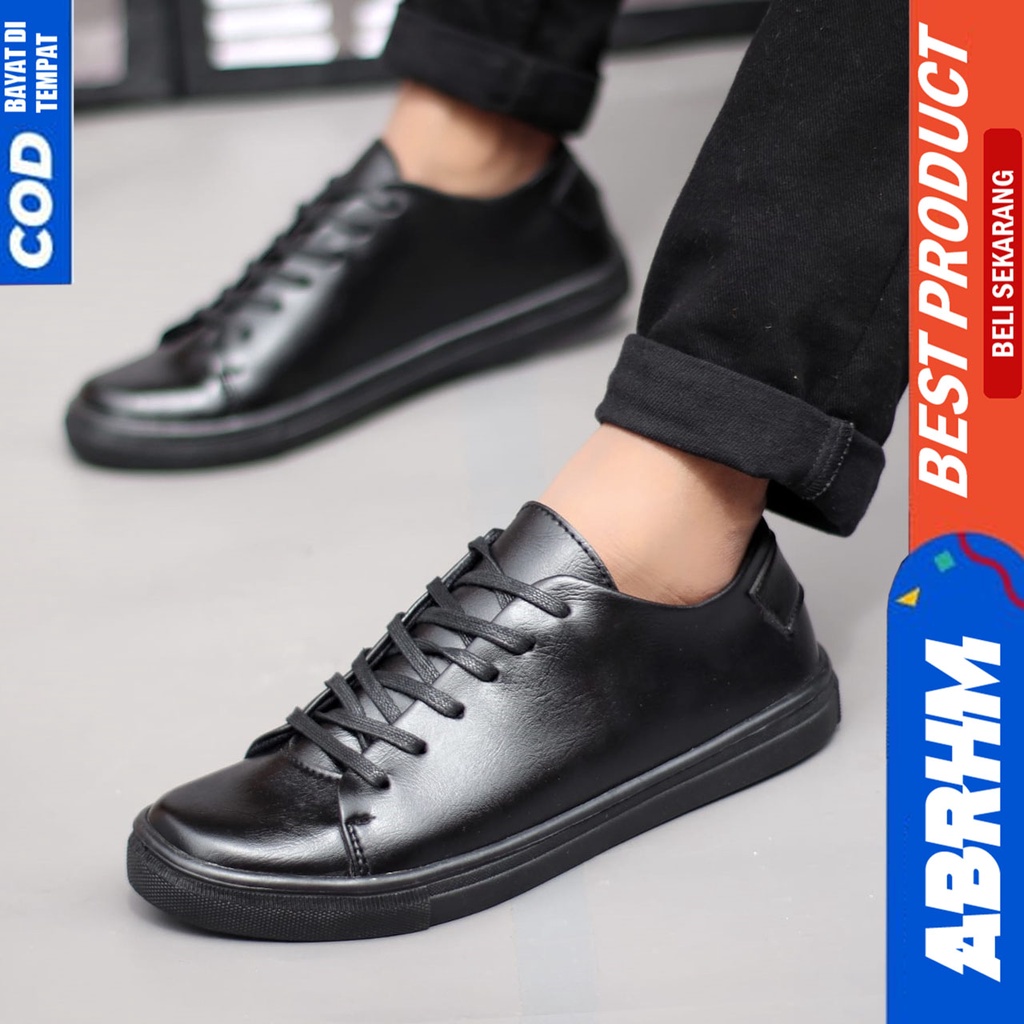 Sepatu Sneakers Pria Casual Hitam Kerja Abraham Dizon