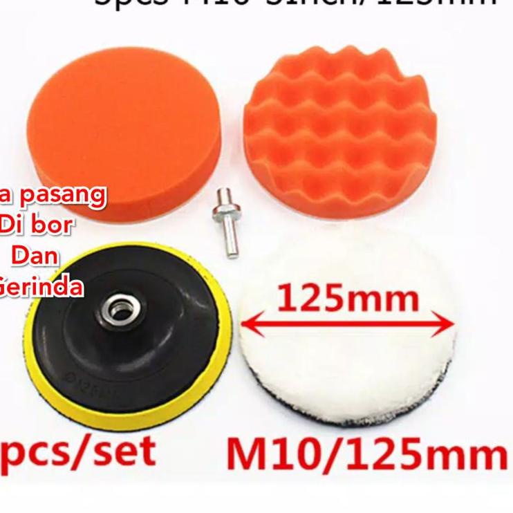 ▼ busa poles set 5 inch isi 5 pcs wol poles busa spon pad poles 5 inchi aksesoris mesin poles ♞