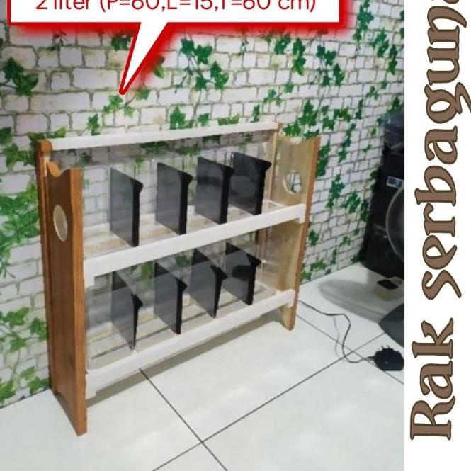 ➧ rak cupang/Guppy + LED strip minimalis, rak buku, rak multifungsi,rak soliter 2 liter,rak soliter 
