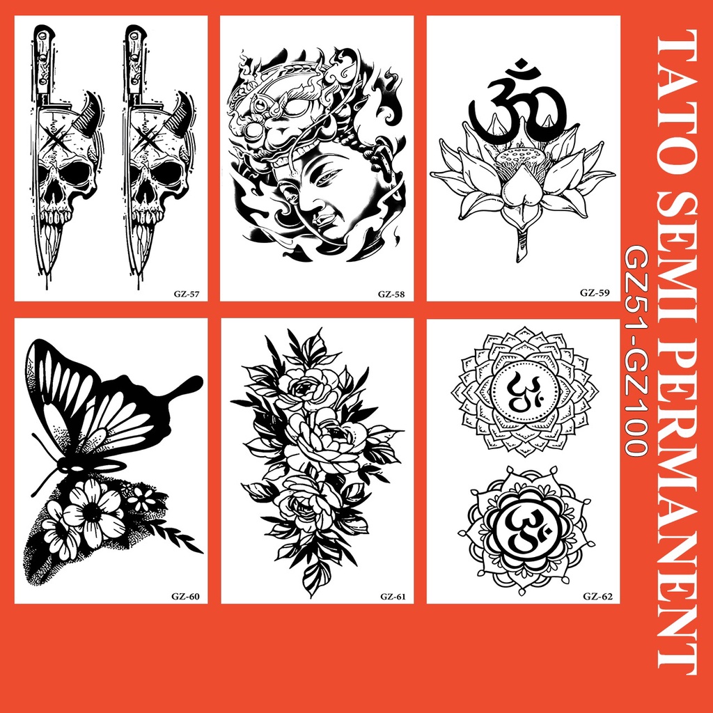 IF - Stiker tato temporer semi permanen tahan lama anti air 11x18 GZ 51-100