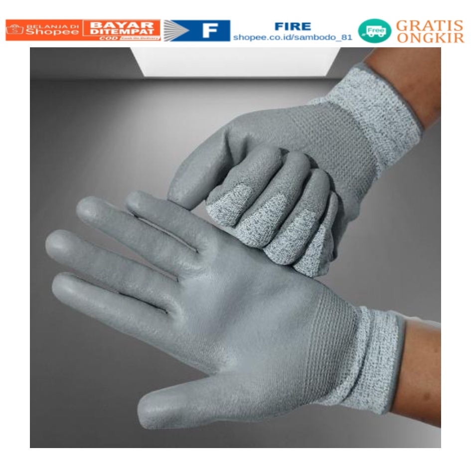 Sarung Tangan Karet anti potong Glove UCI Safety Mekanik Industri Nylon dilapisi karet Polyurethane