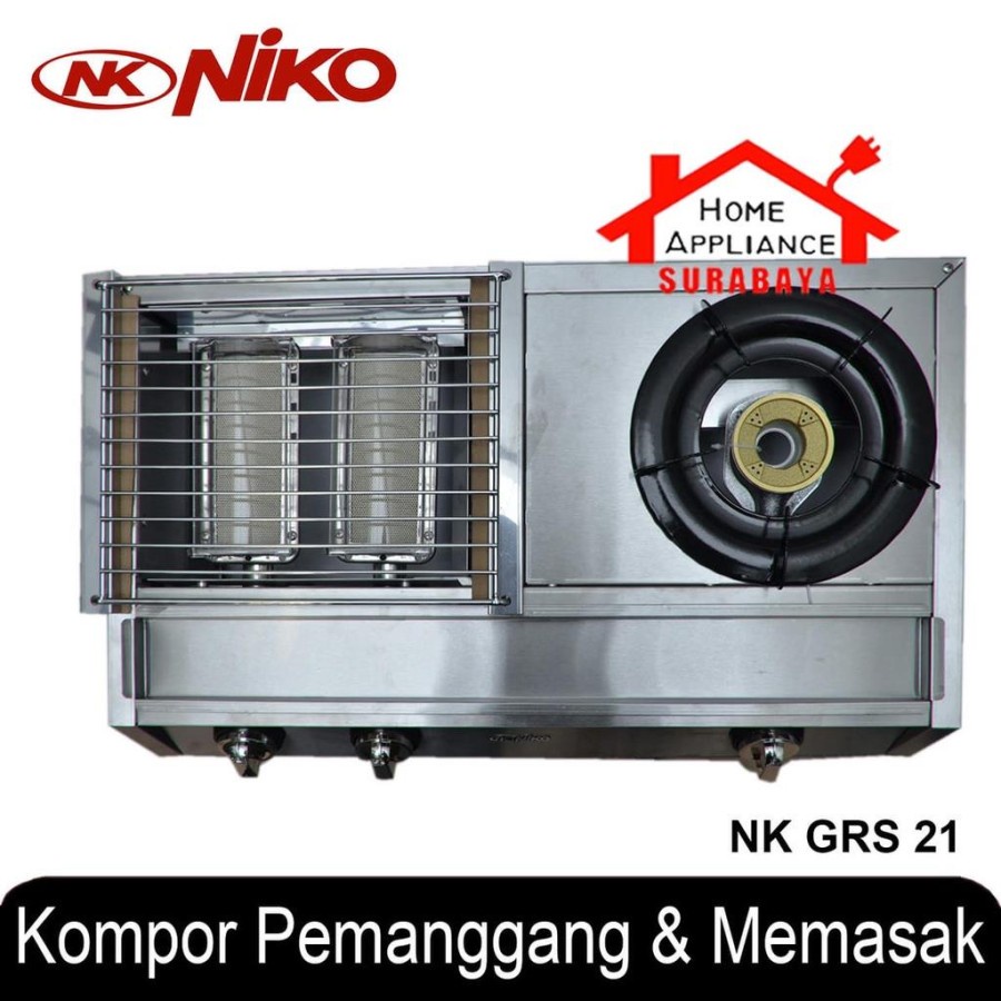 NIKO Kompor Gas Panggang BBQ 2 in 1 Combo NK GRS21 Stainless