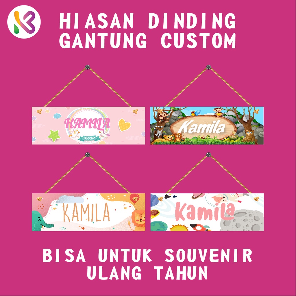 #40 Custom Nama bisa untuk souvenir, Ulang tahun Termurah Custom Nama Hiasan Dinding Poster Kayu Gantungan Tali Rami Dekorasi Kamar Anak 10x30