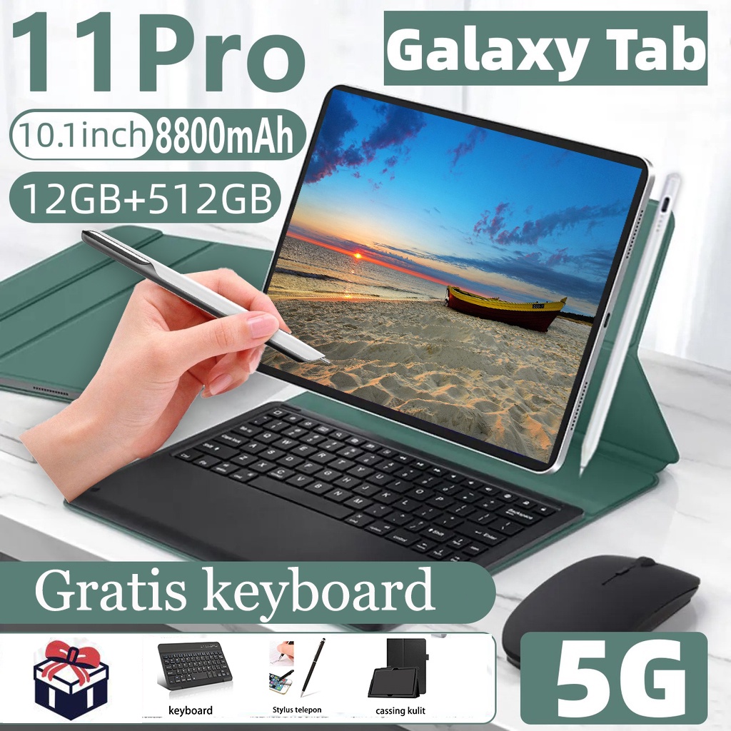 [Gratis keyboard]Tablet Murah 5G Baru Galaxy tab P20 Tablet 12GB+512GB Android Layar Full Screen Layar Besar Wifi 5G Dual SIM Tablet Untuk Anak Belajar Tablet Pc Koneksi Bluetooth