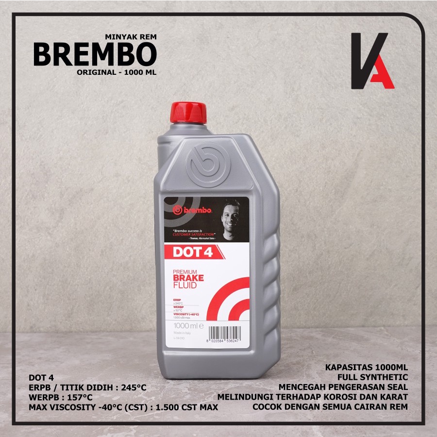 BRAKE FLUID DOT 4 1000ML BREMBO ORIGINAL- MINYAK REM - OLI REM 1000 ML