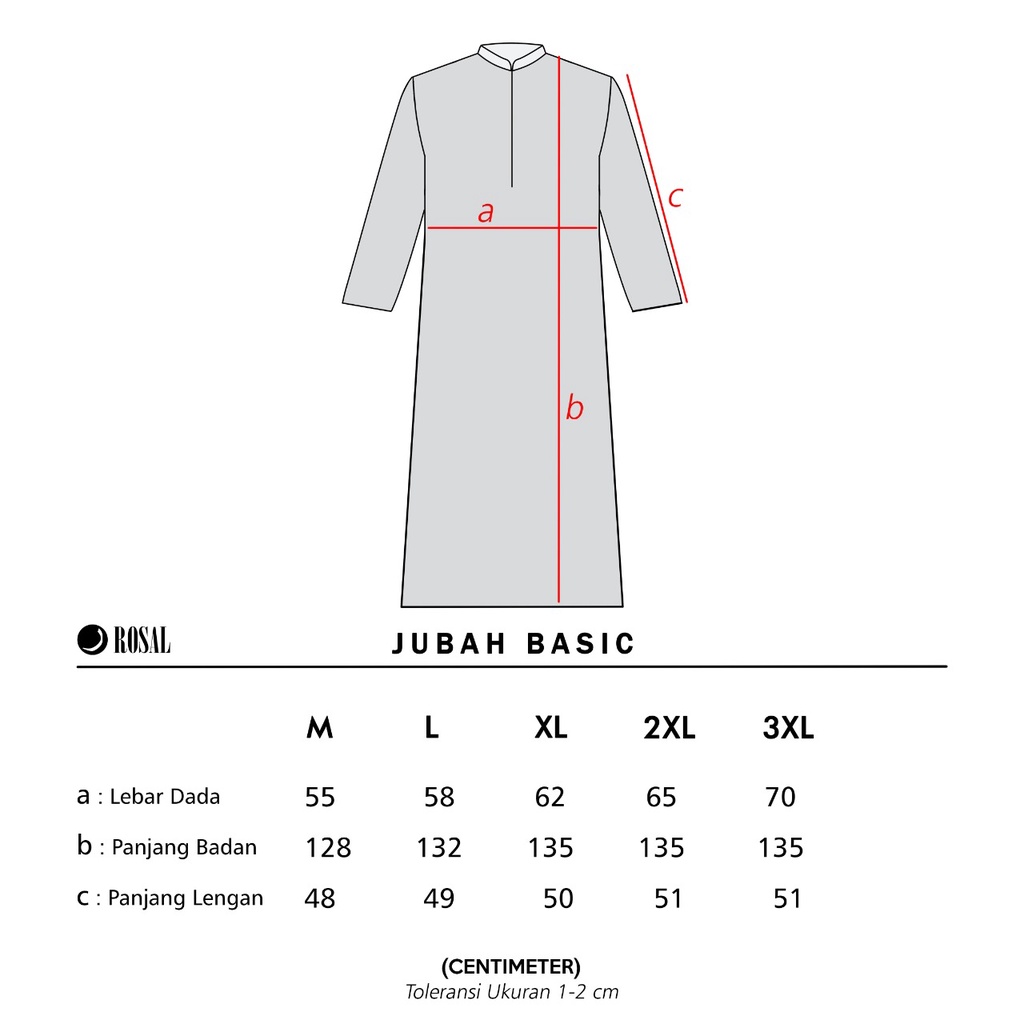 Jubah Basic ROSAL Gamis Jubah Premium Lengan Panjang Pria Dewasa