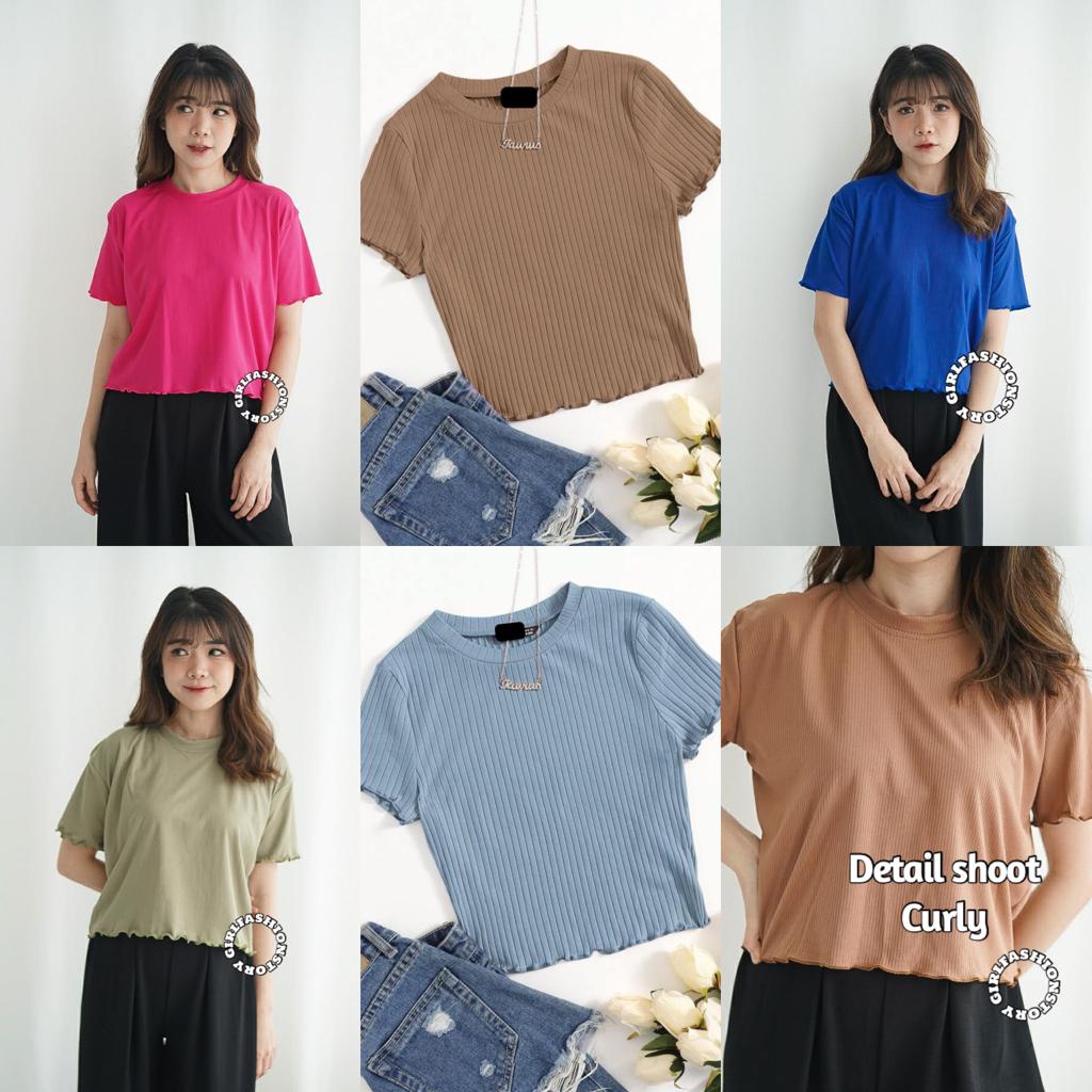 GFS GLAM CURLY LETTUCE RIB KNIT CROP TOP