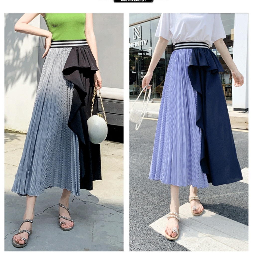 4129 Pakaian bawahan rok Maxi skirt panjang ngembang model payung cantik manis simpel elegan mewah s