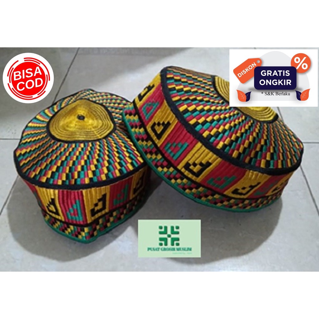 Promo Peci Bugis Aceh Kuning Kunyit / Peci Meukeutop Aceh Full Bordir Termurah!!!