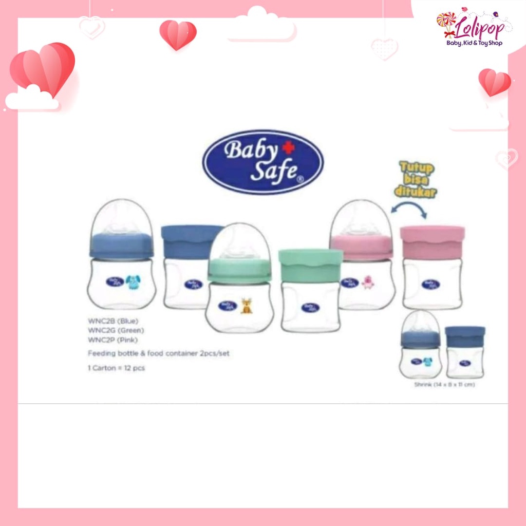 Baby Safe WNC2 Bottle Susu &amp; Container Set Isi 2 pc