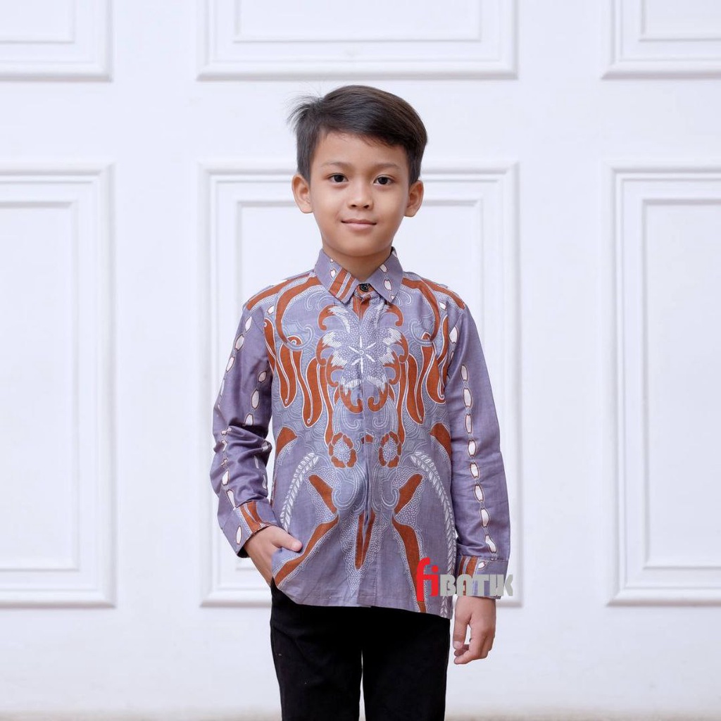 Kemeja Batik Pria Lengan Panjang Couple Batik Ayah Anak laki-laki MOtif Banteng