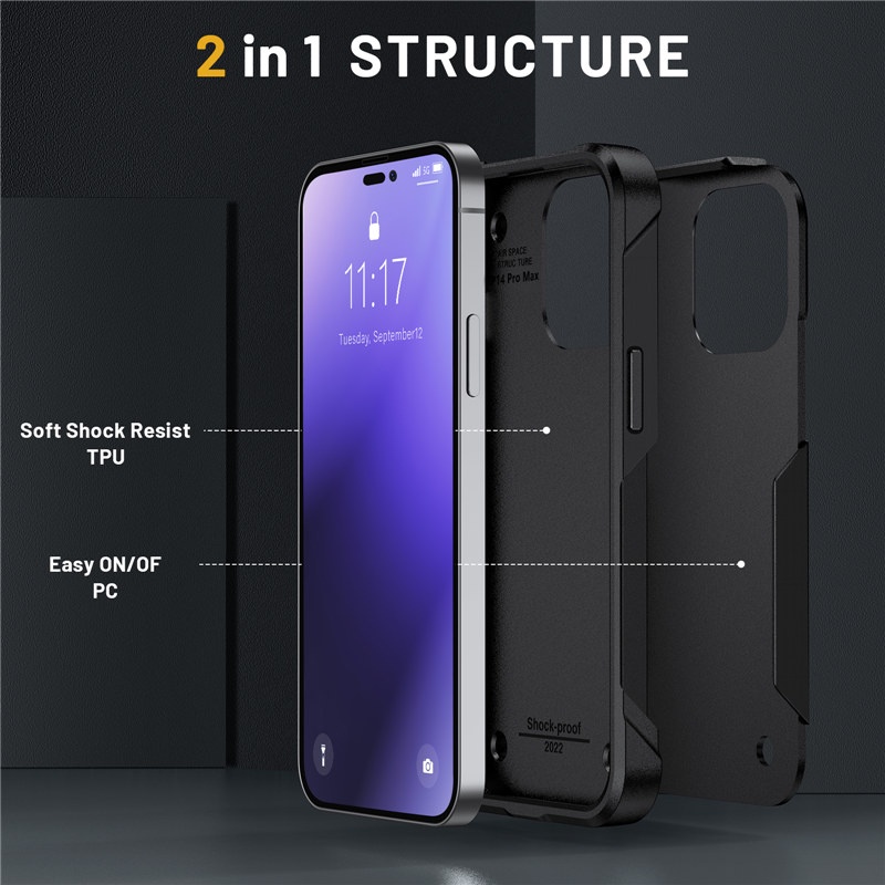 IPHONE Casing Ponsel Armor 2in1 Tahan Guncangan Untuk Iphone13 11 12 Pro Max14 XS Max XR X13Pro 11sarung Belakang Bumper Perlindungan Heavy Duty