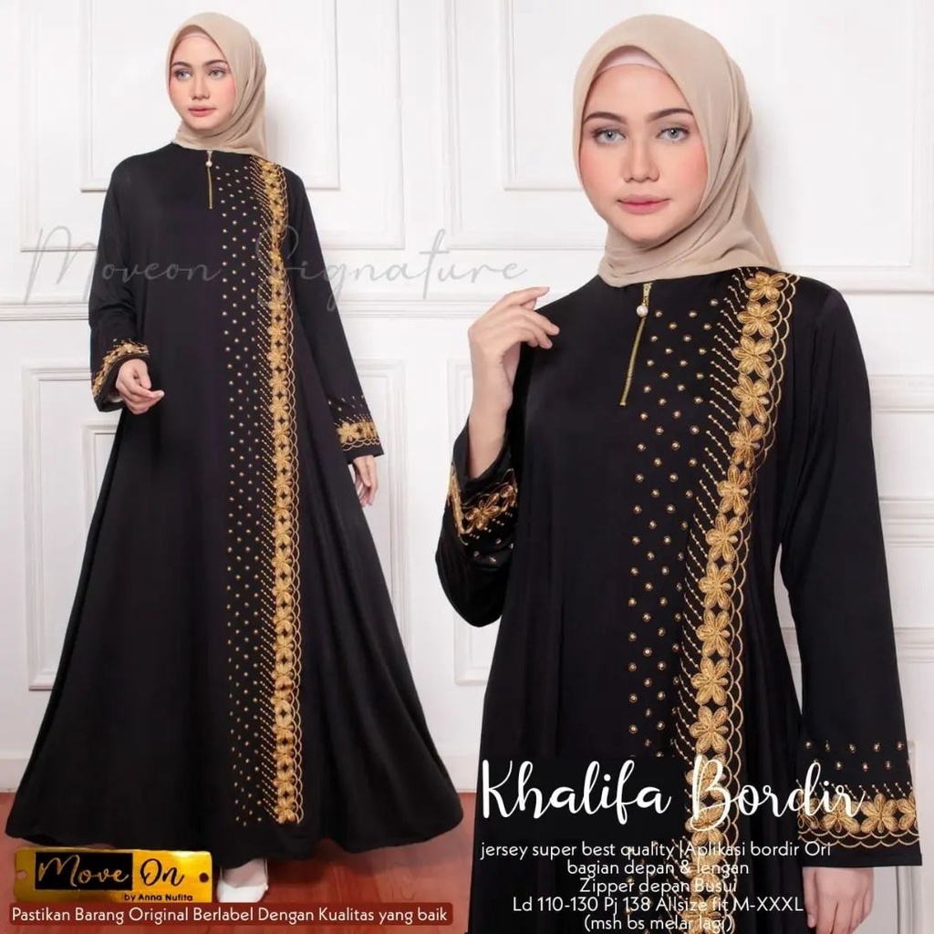 Dress Muslim Jumbo Khalifa Bordir Athaar Maxy Super Jumbo xxxl Ld 130cm Jersey Motif Brodir Timbul Ratu Senja Abaya Fashion Muslimah Baju Lebaran Wanita Muslimah Syar'i Dres Kondangan Polos Tebal Premimum Athaar Maxi Arabian Ratu S Dres Pesta Mewah