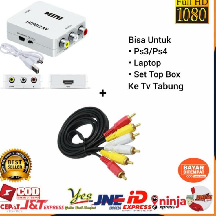 #Sale[COD] CONVERTER MINI HDMI TO AV RCA HDMI2AV ADAPTER + KABEL RCA TO RCA 3 KE 3 1.5 METER / DARI 