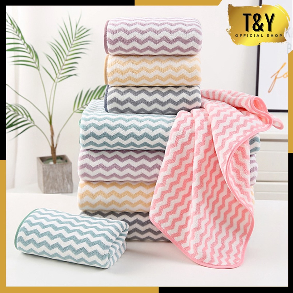 T&amp;Y Handuk Mandi Dewasa Microfiber Motif Zig zag Wearable Towel Handuk Mandi Dewasa Gerigi Murah Import