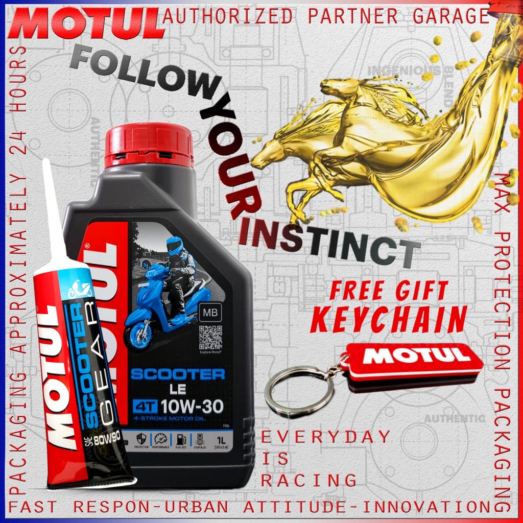 PAKET BUNDLE HEMAT OLI MATIC MOTUL SCOOTER LE 10W30 800ml &amp; 1000ml dan SCOOTER GEAR 80W90 120ml IMPORT