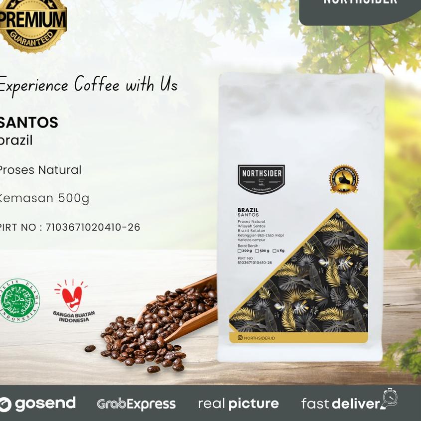 

™ BIJI KOPI ARABIKA BRAZIL SANTOS NATURAL - 500GR NORTHSIDER COFFEE ➥