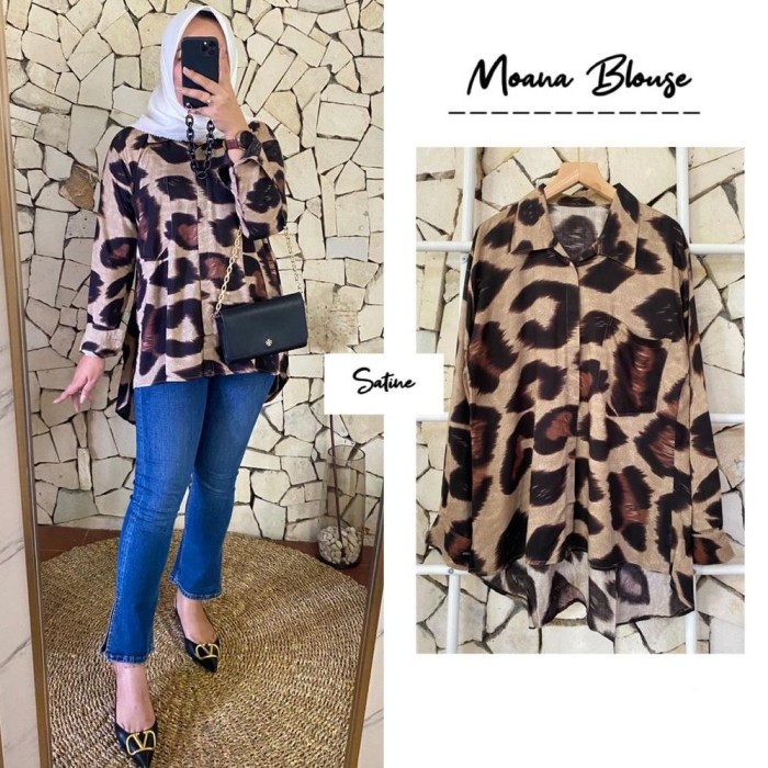 

Terlaris Cutting Kemeja Wanita Casual Lengan Panjang Model Longgar Versi Korea Motif