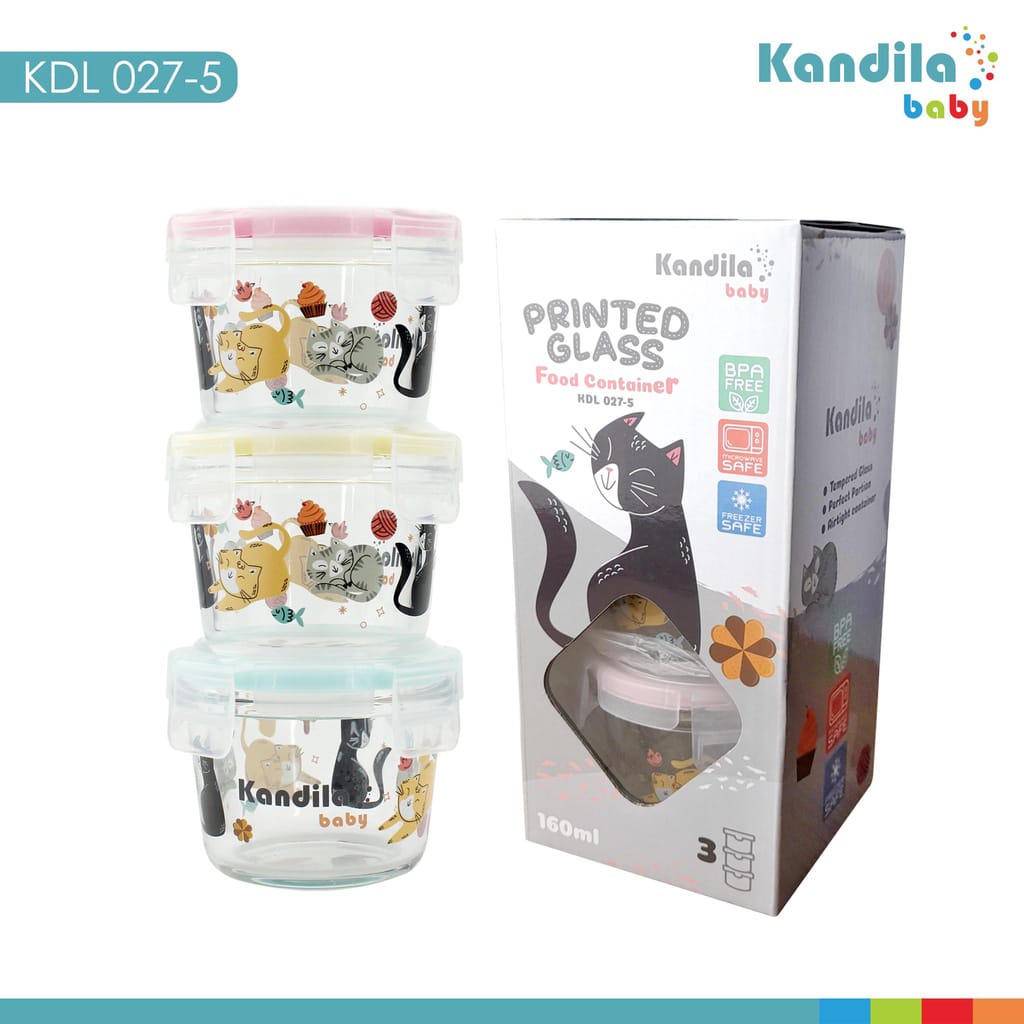 KANDILA GLASS FOOD CONTAINER (KDL027-5) / WADAH PENYIMPANAN / WADAH MPASI / CONTAINER SUSU