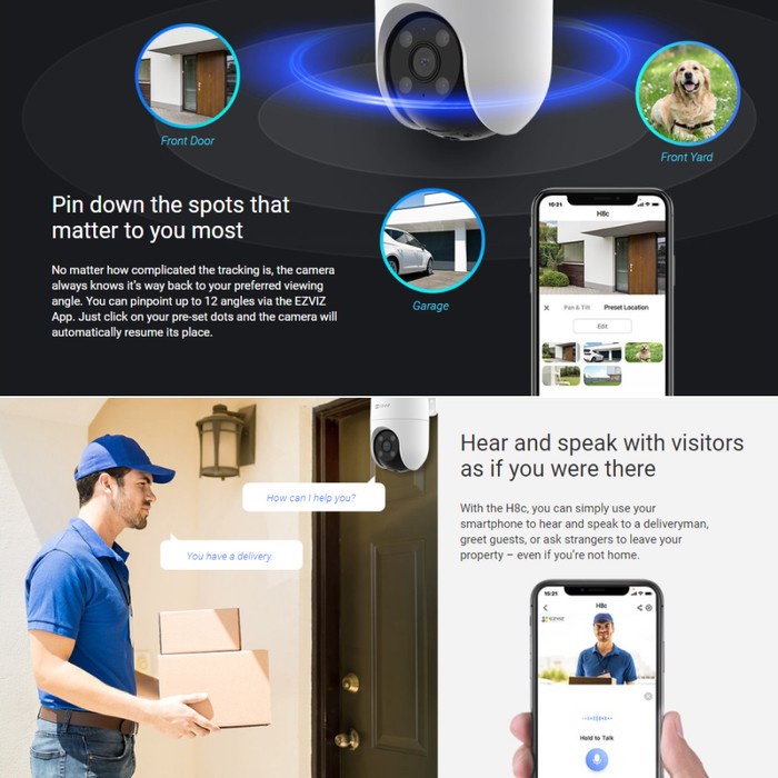 EZVIZ H8C 4MP 2K+ Outdoor IP Camera Pan &amp; Tilt 360 CCTV Wifi IPCAM 2Way