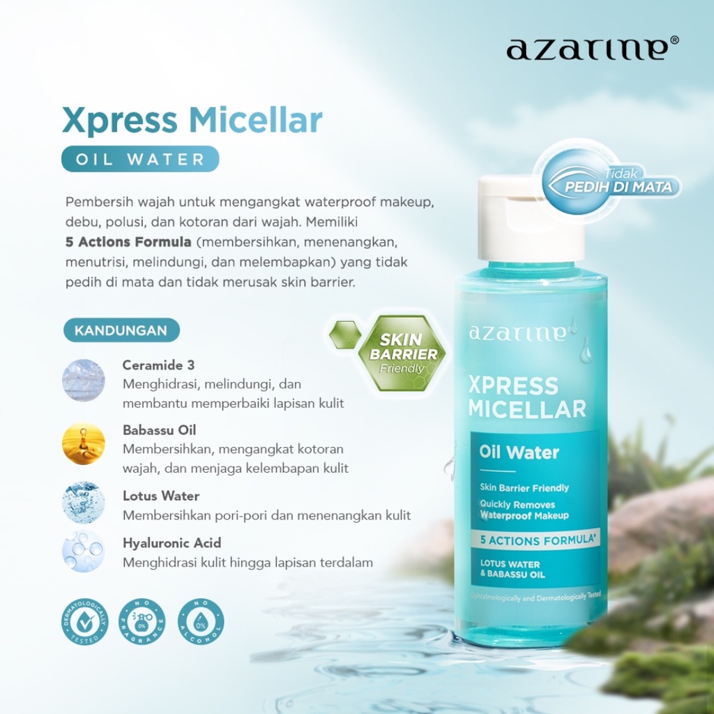 AZARINE Micellar Water 90 ml (Ceramoist Botanical Micellar Water &amp; Xpress Micellar Oil Water)