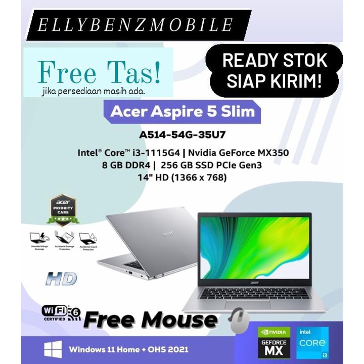 ACER ASPIRE 5 SLIM 8GB 256GB A514-54G-35U7 i3-1115G4 MX350 2GB 14&quot;W11 OHS