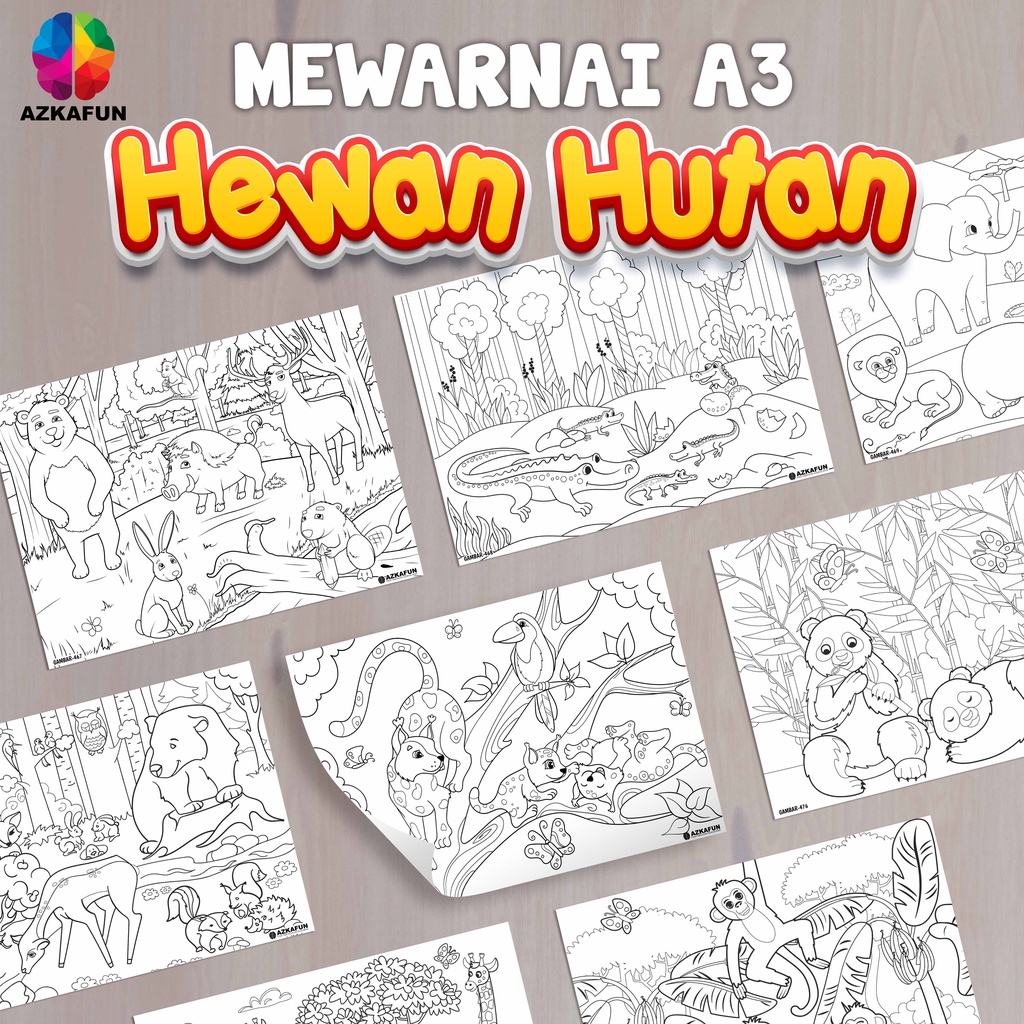 

Kertas Mewarnai A3 HEWAN HUTAN - Mewarnai anak