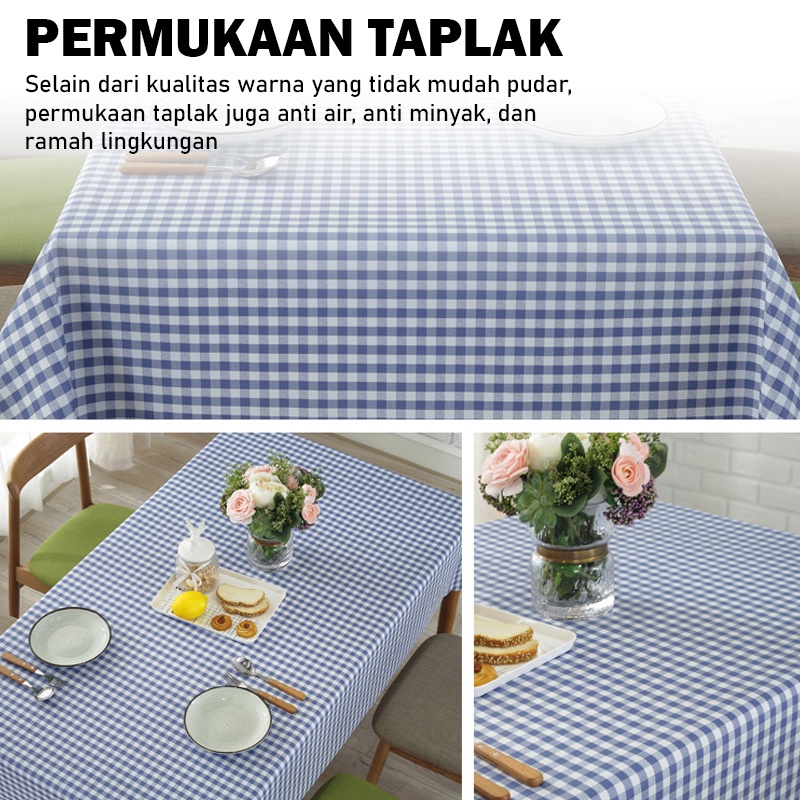 Lodoestar COD - Taplak Meja Bahan Peva Uk 152x228 cm Anti Air Motif Kotak - Kotak - D12-3D